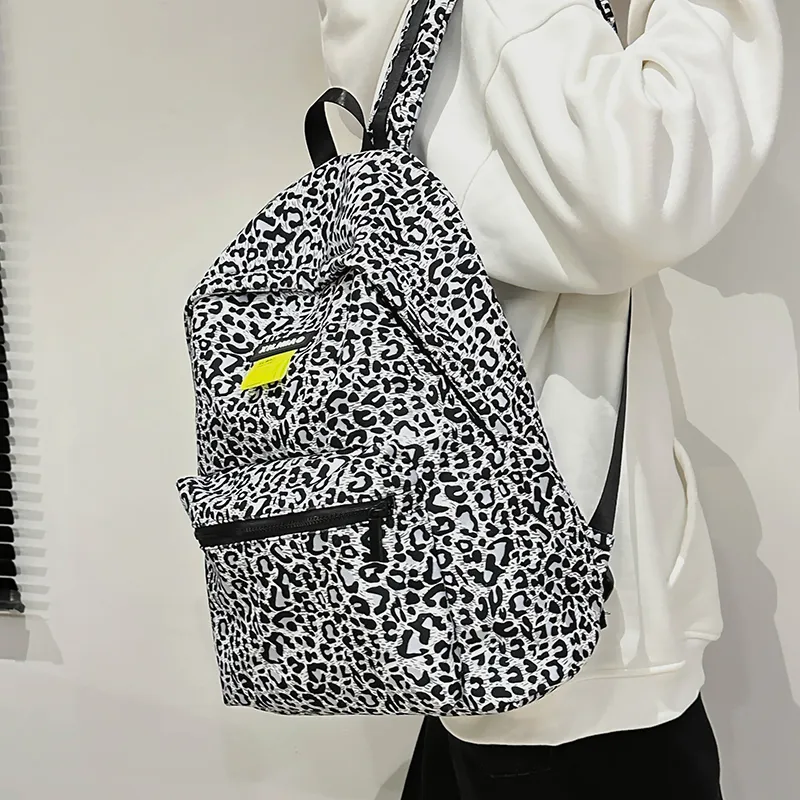 URBAN FOREST Nylon Backpack Unisex Light Brown/White-8