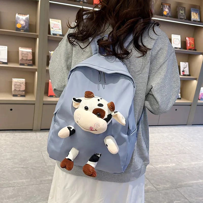 URBAN FOREST Nylon Backpack Unisex Blue/Pink/Black/White/Cow Color-5