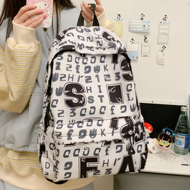 URBAN FOREST Composite Cloth Backpack Unisex Gray White/Ecru Black-7