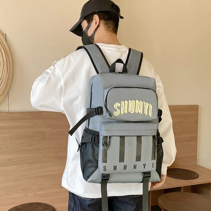URBAN FOREST Composite Cloth Backpack Unisex Royal Blue/Beige Yellow/Gray/Black-11