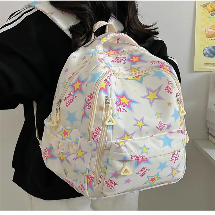 URBAN FOREST Polyester Backpack Unisex Purple/White/Black/Green/Blue/Pink-2