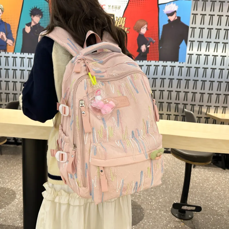 URBAN FOREST Nylon Backpack Regular Unisex Black/White/Yellow/Blue/Pink-9