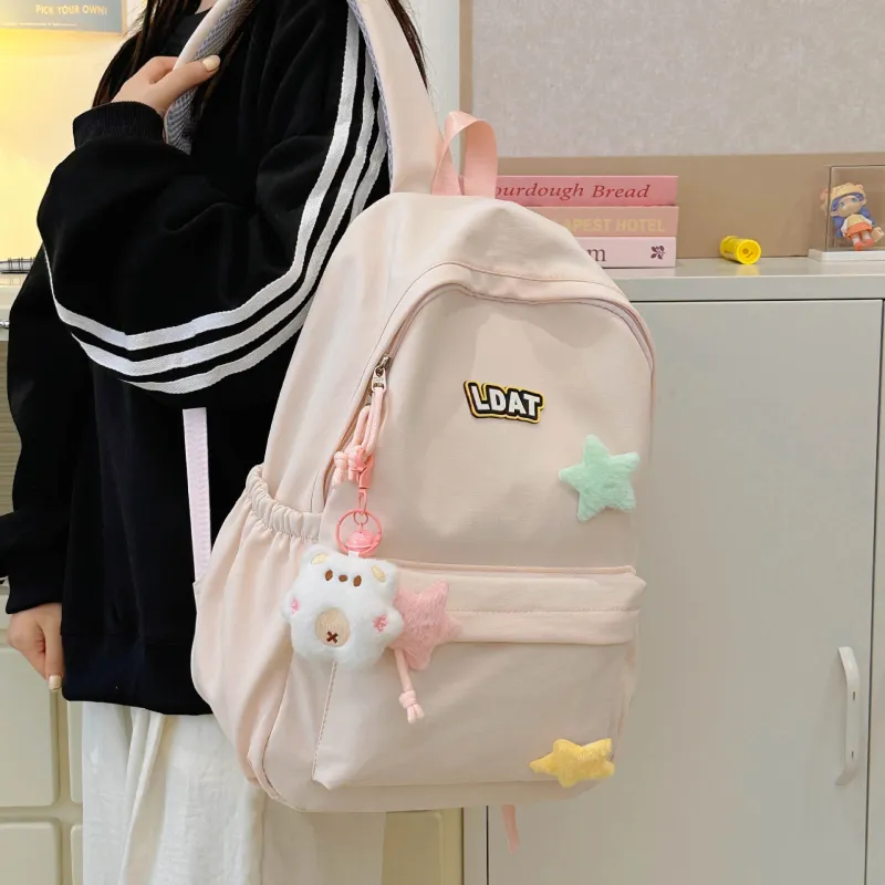 URBAN FOREST Nylon Backpack Unisex Purple/Yellow/Green/Blue/Pink/Black-9