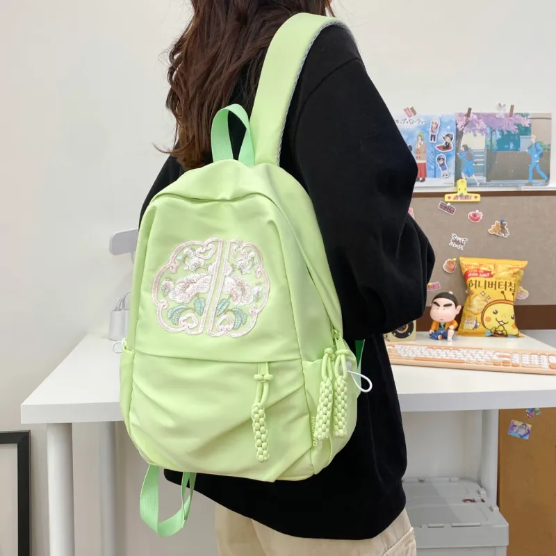 URBAN FOREST Nylon Backpack Unisex Green/Blue/Orange Red/Black/White-4