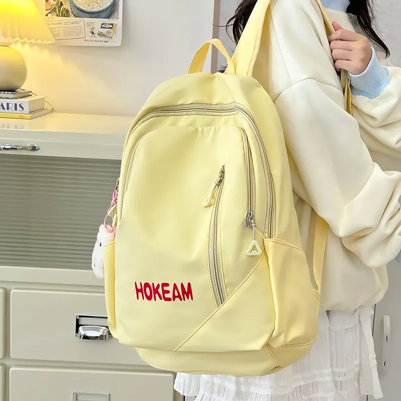 URBAN FOREST Nylon Backpack Unisex Light Green/Pink/Yellow/Black/White-15