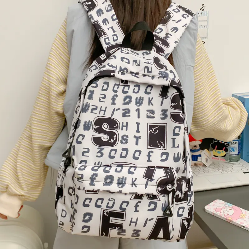 URBAN FOREST Composite Cloth Backpack Unisex Gray White/Ecru Black-8