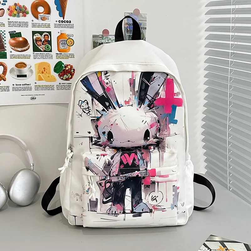 URBAN FOREST Nylon Backpack Unisex Black/White-1