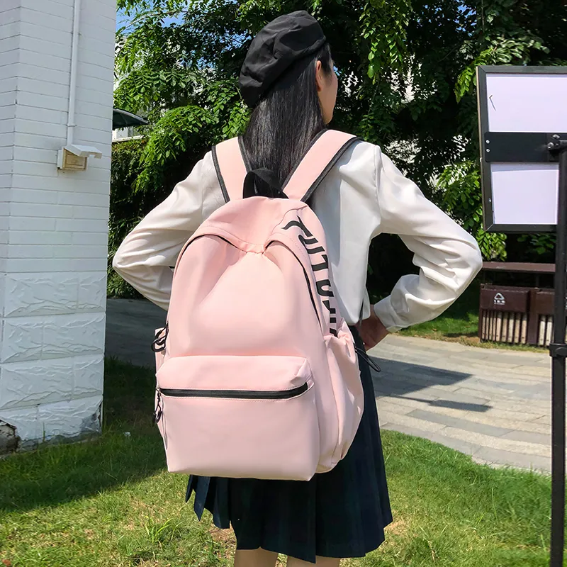 URBAN FOREST Nylon Backpack Unisex White/Black/Blue/Pink-19