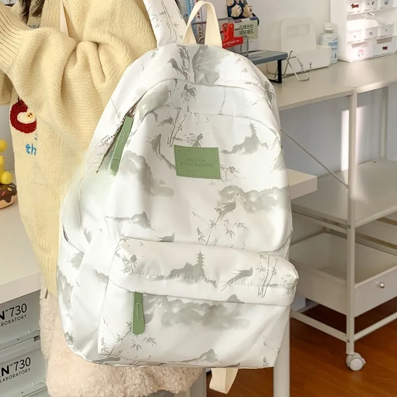URBAN FOREST Composite Cloth Backpack Unisex Red/Gray Green/Pink-17