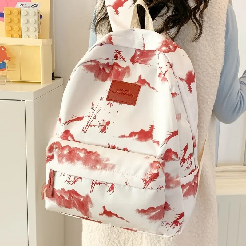 URBAN FOREST Composite Cloth Backpack Unisex Red/Gray Green/Pink-2