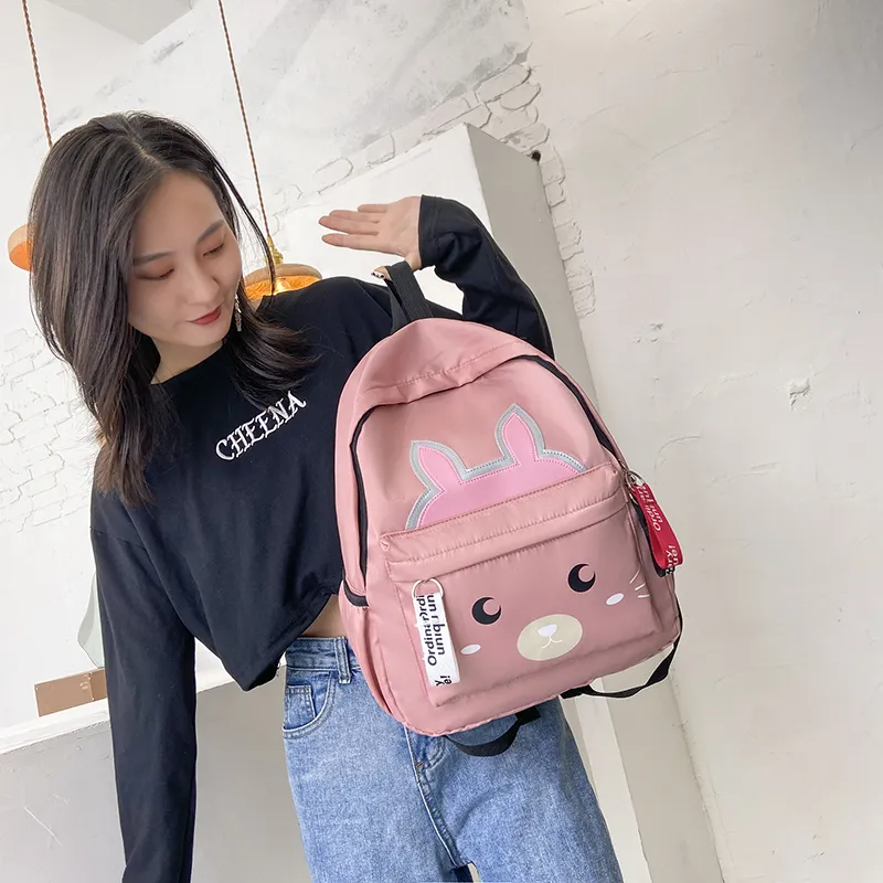 URBAN FOREST Nylon Backpack Regular Unisex Black/Pink/Watermelon Red/Green-6