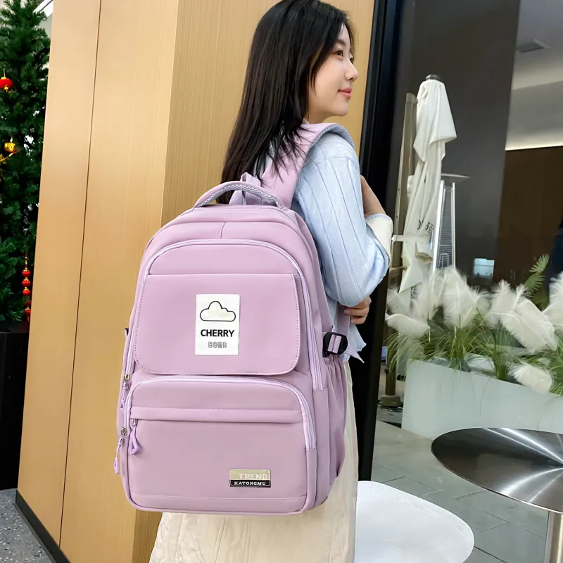 URBAN FOREST Nylon Backpack Regular Unisex Green/Black/Purple/Pink/Blue-5