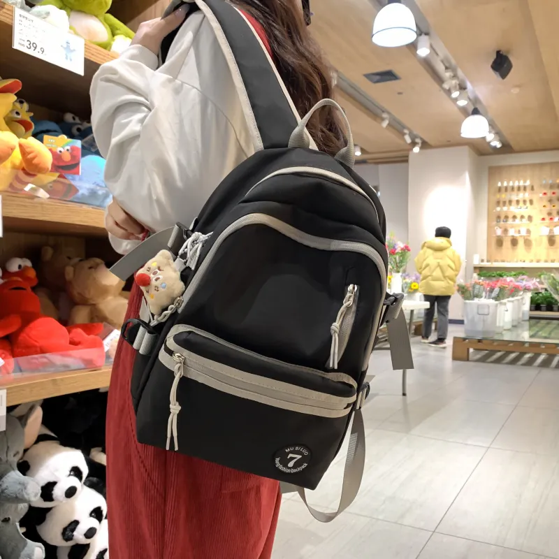 URBAN FOREST Nylon Backpack Unisex White/Black/Red/Pink/Brown-8
