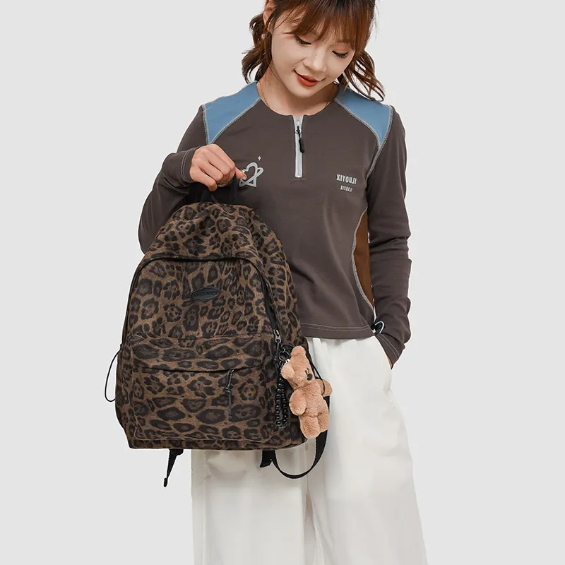URBAN FOREST Oxford Backpack Unisex Purple/Orange/Dark Brown-12