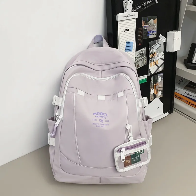 URBAN FOREST Nylon Backpack Unisex Black Red/Purple/Green Blue/Coffee-12