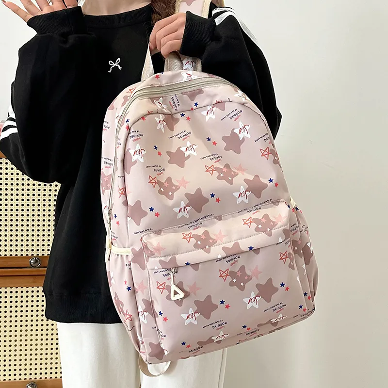 URBAN FOREST Nylon Backpack Unisex Purple/Khaki/Blue/Pink-10