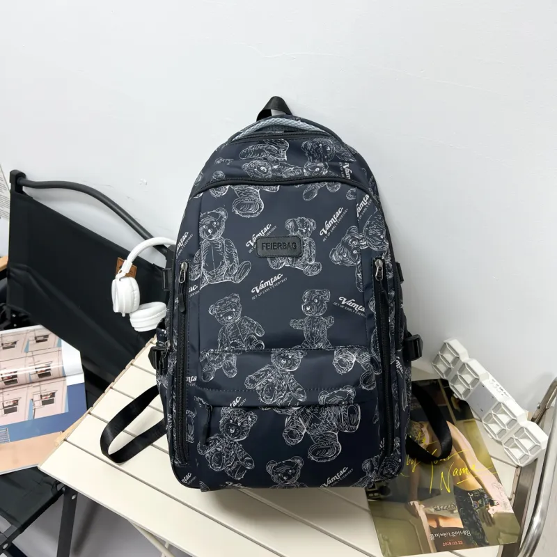 URBAN FOREST Composite Cloth Backpack Unisex White/Gray/Black/Green-9