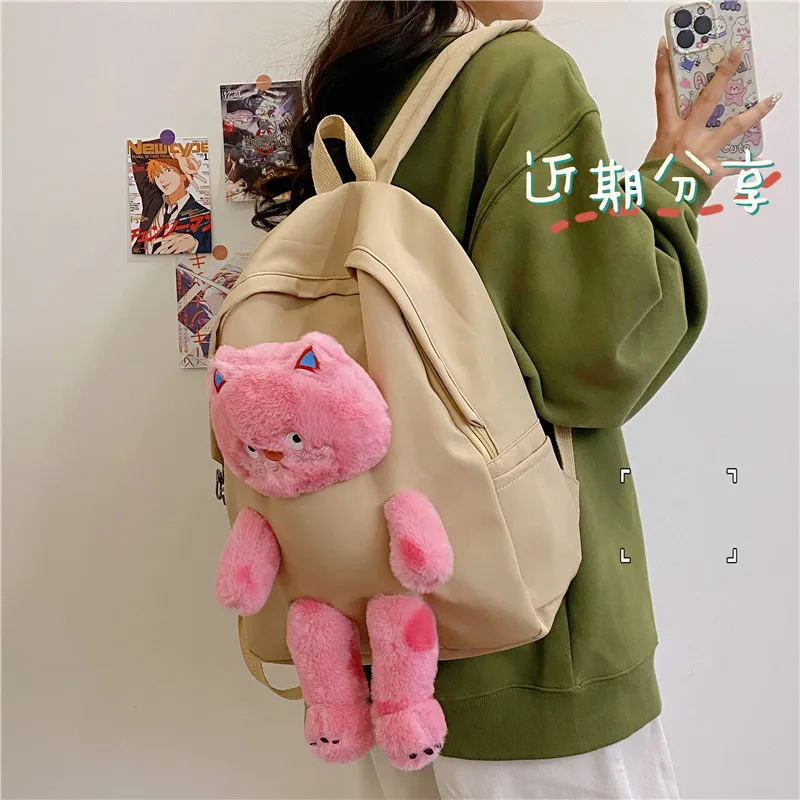 URBAN FOREST Nylon Backpack Women's White/Black/Khaki/Green/Blue/Pink-11