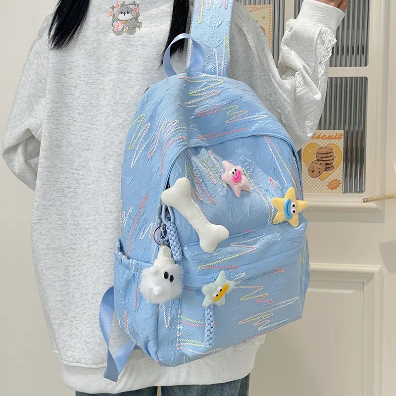 URBAN FOREST Nylon Backpack Women's Blue/Yellow/Pink/Black/White-3
