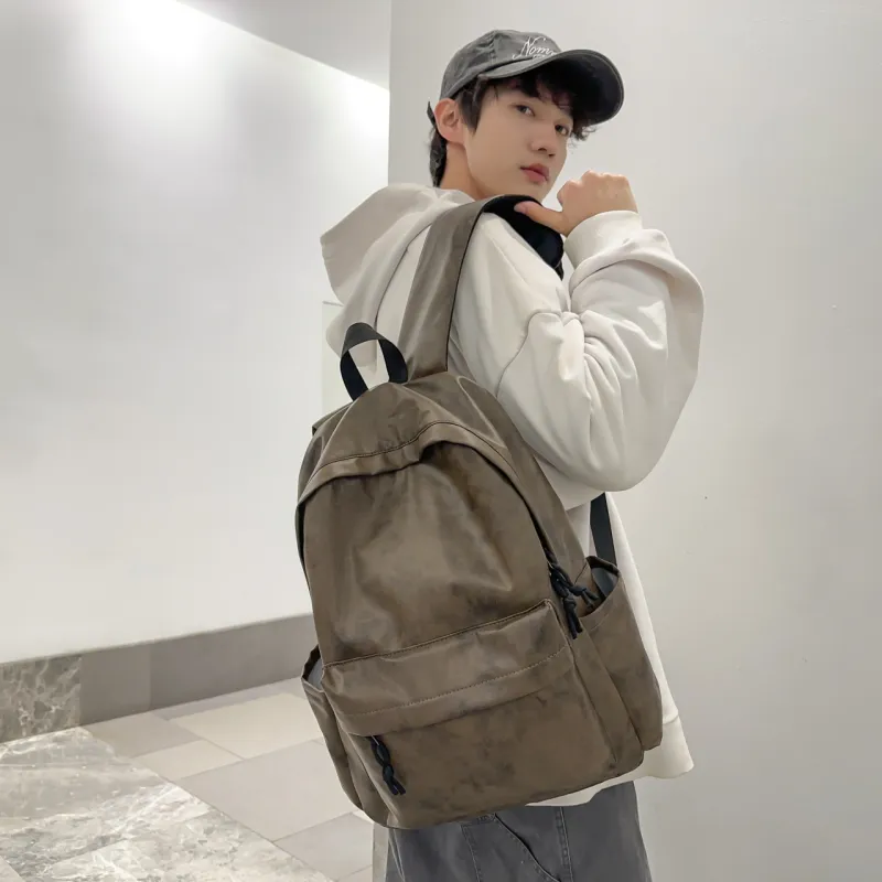 URBAN FOREST PU Backpack Unisex Gray/Blue/Coffee-16