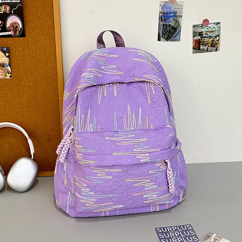 URBAN FOREST Nylon Backpack Regular Unisex Ecru/Black/Violet/Pink-10