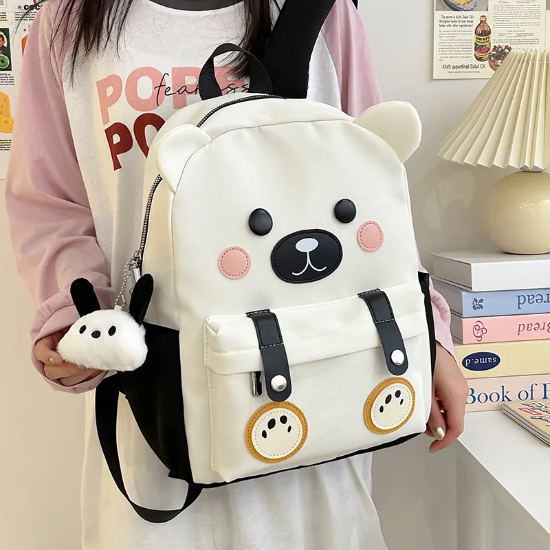 URBAN FOREST Nylon Backpack Women's White/Black/Brown-4