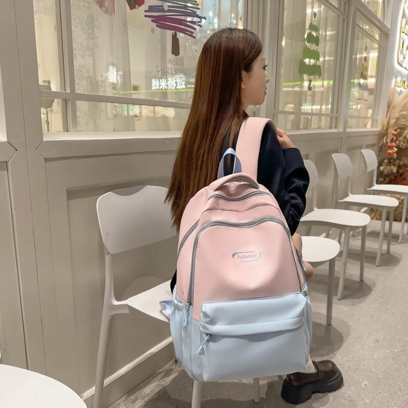 URBAN FOREST Nylon Backpack Unisex Pink/Orange/Yellow/Khaki/White-2