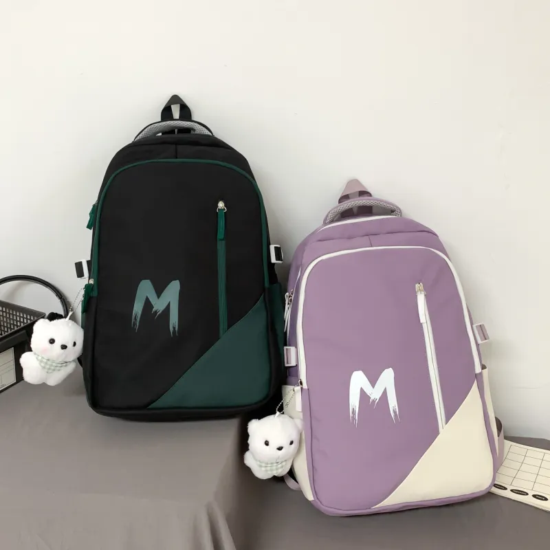 URBAN FOREST Composite Cloth Backpack Unisex Black/Purple/Green/Blue-1