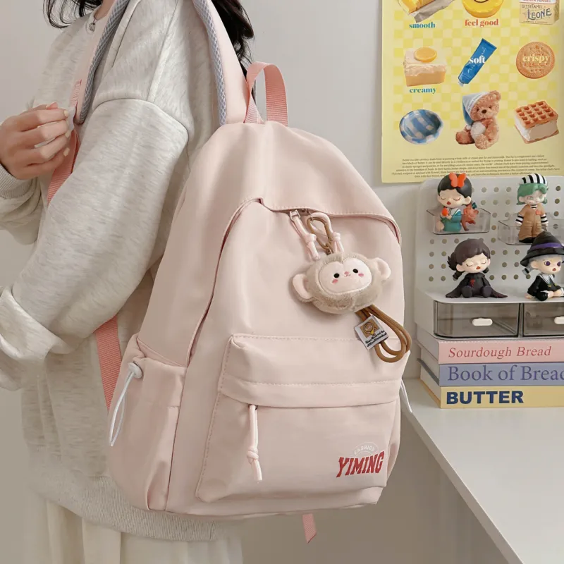 URBAN FOREST Nylon Backpack Unisex Pink/Light Blue/Burgundy/Black/White-4