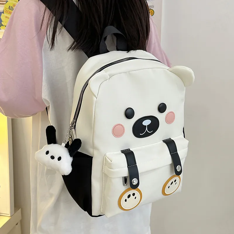 URBAN FOREST Nylon Backpack Women's White/Black/Brown-5