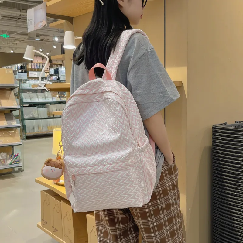 URBAN FOREST Nylon Backpack Unisex Yellow/Light Green/Light Blue/Pink/Silver-14