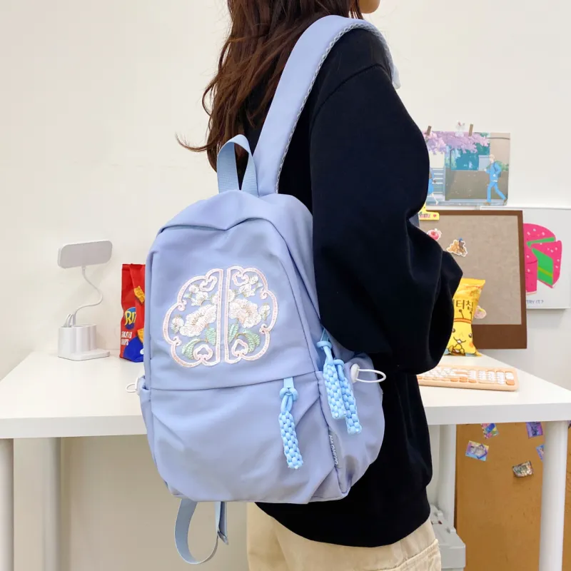 URBAN FOREST Nylon Backpack Unisex Green/Blue/Orange Red/Black/White-11