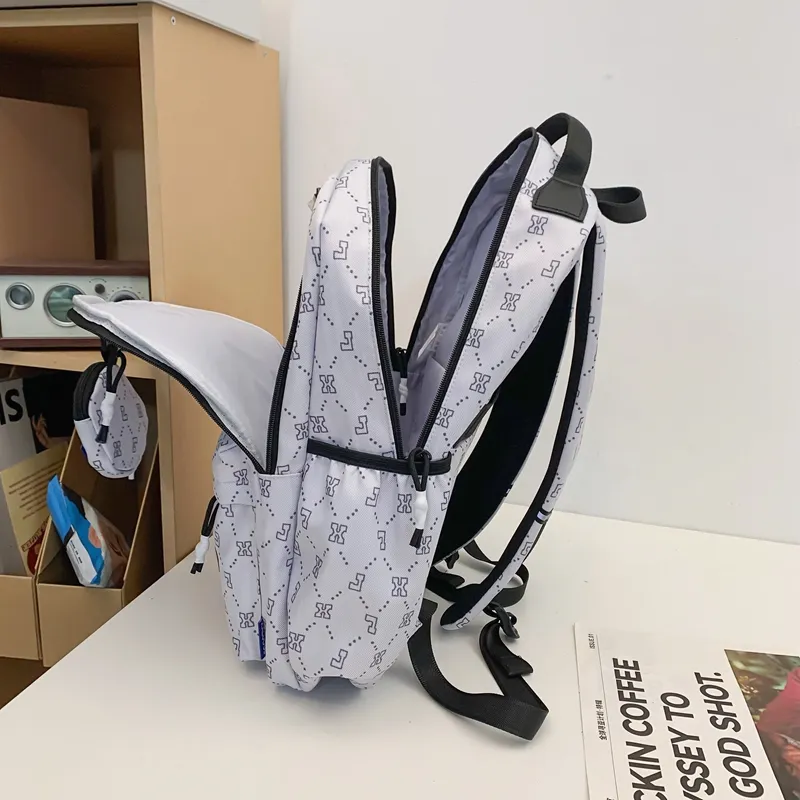 URBAN FOREST Nylon Backpack Unisex White/Gray/Black/Blue/Coffee-3
