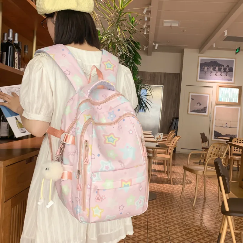URBAN FOREST Nylon Backpack Regular Unisex Black/Yellow/Pink/White-10