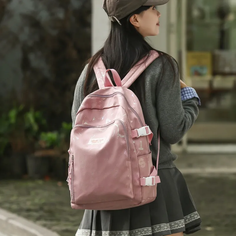 URBAN FOREST Nylon Backpack Unisex White/Black/Blue/Pink-18