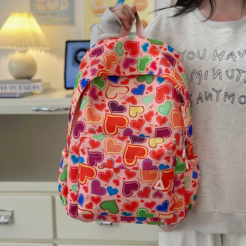 URBAN FOREST Nylon Backpack Unisex Heart Shaped/Strawberry Themed-4