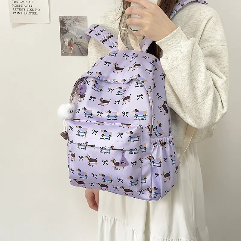 URBAN FOREST Nylon Backpack Women's White/Pink/Purple/Blue-14