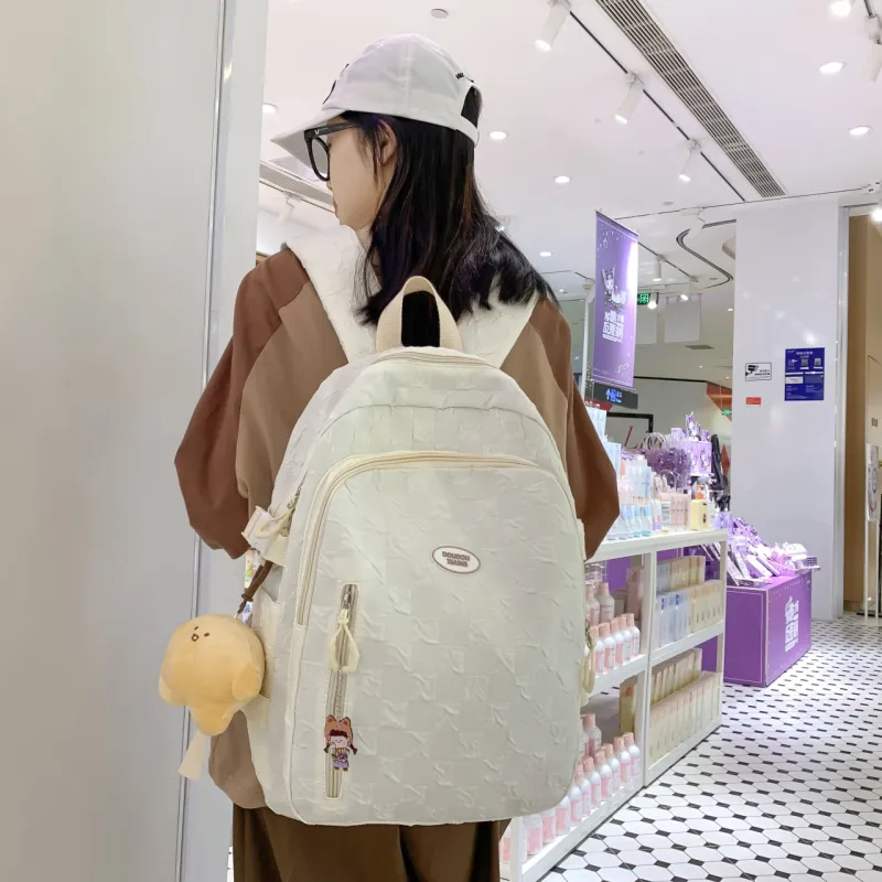 URBAN FOREST Nylon Backpack Unisex Blue/Pink/Black/Khaki/White-17