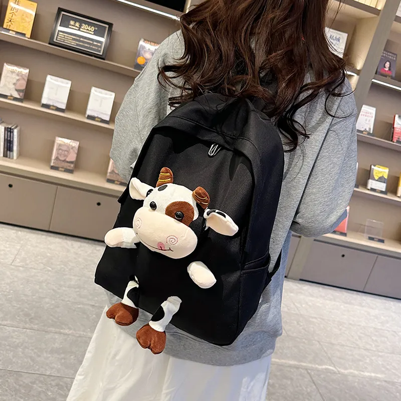 URBAN FOREST Nylon Backpack Unisex Blue/Pink/Black/White/Cow Color-17