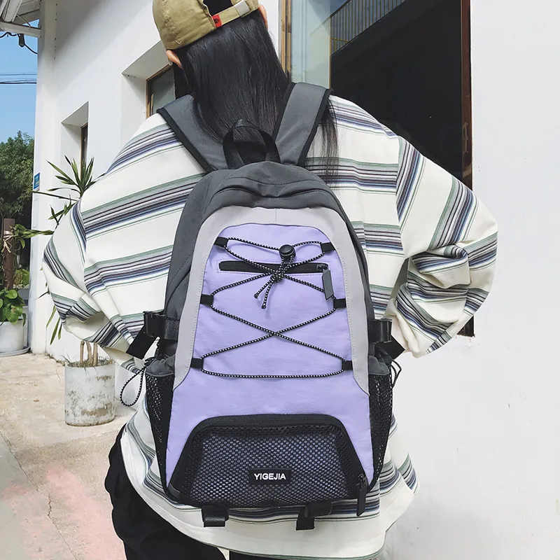 URBAN FOREST Nylon Backpack Unisex Light Green/Violet/Black/Ecru-10