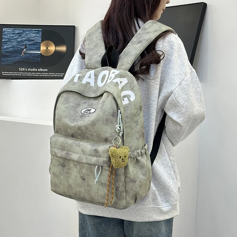 URBAN FOREST Nylon Backpack Unisex White/Black/Burgundy/Green-19