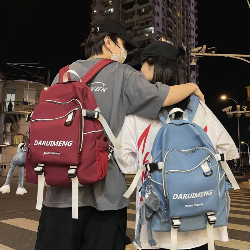 URBAN FOREST Nylon Backpack Unisex Blue/Red/Black/White-3