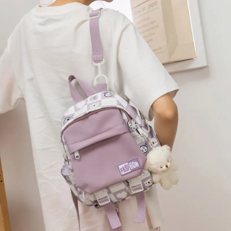 URBAN FOREST Nylon Backpack Unisex Black/Purple/Orange/Green/Blue/Pink-9
