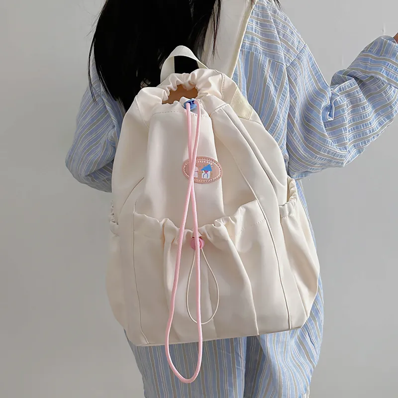 URBAN FOREST Nylon Backpack Unisex Ecru/Black/Yellow/Light Green/Pink-5