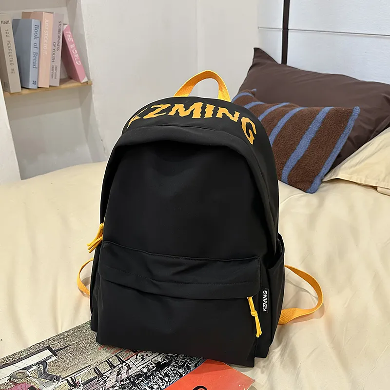 URBAN FOREST Nylon Backpack Unisex Black/Red/Yellow/Navy Blue-1