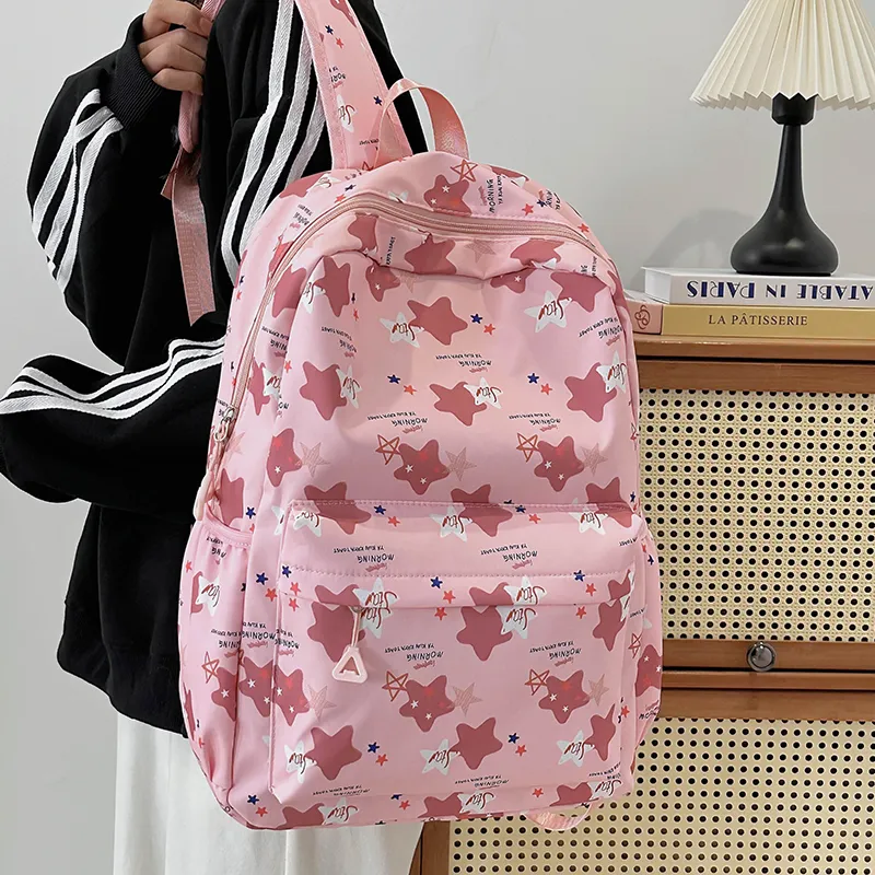URBAN FOREST Nylon Backpack Unisex Purple/Khaki/Blue/Pink-21