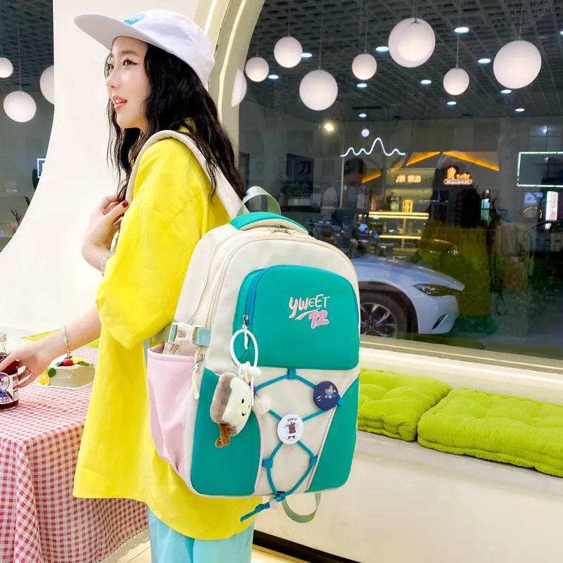 URBAN FOREST Nylon Backpack Women's Yellow/Green/Brown/Black-9