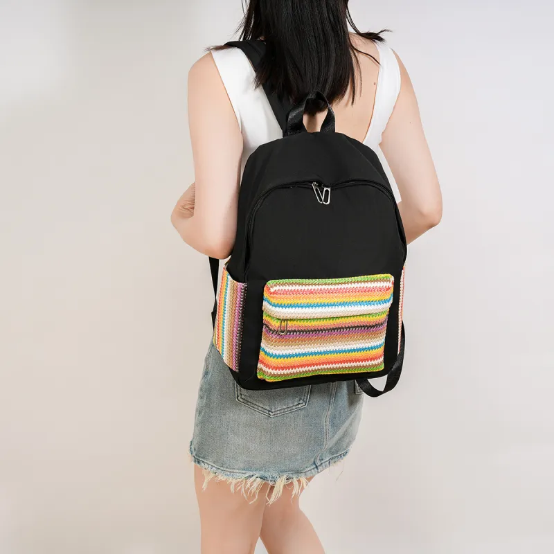 URBAN FOREST Oxford Backpack Regular Unisex Ecru/Black/Green/Pink-7