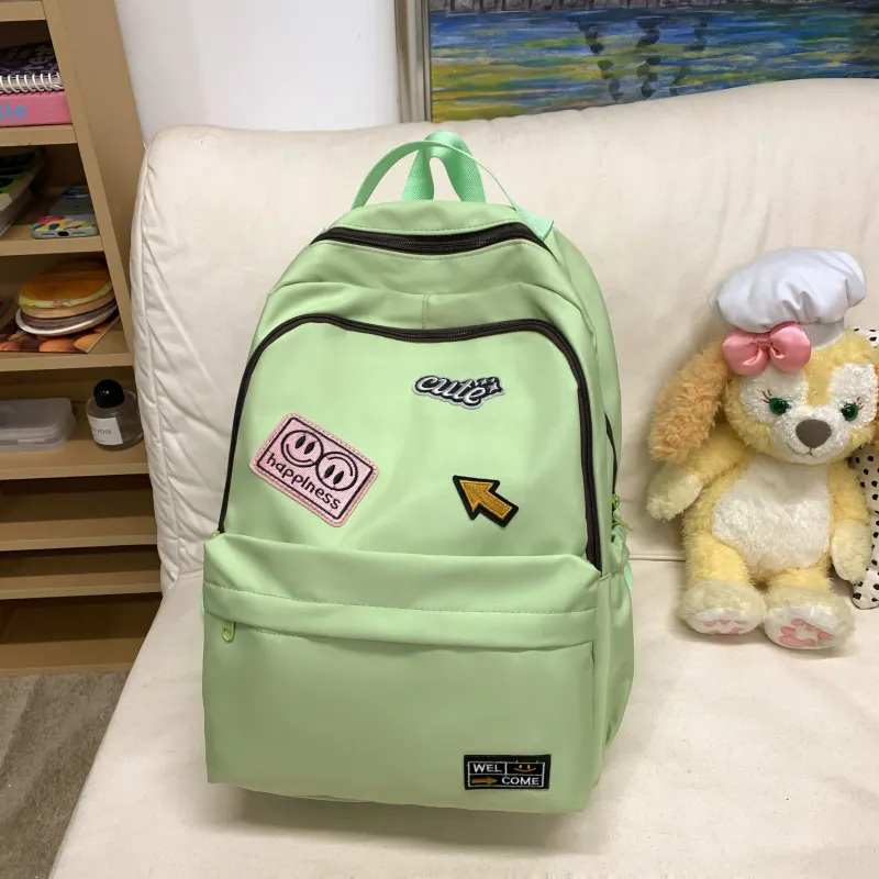 URBAN FOREST Nylon Backpack Unisex White/Black/Yellow/Green-18