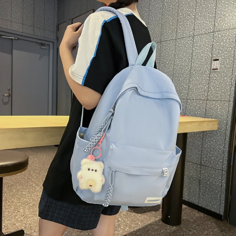 URBAN FOREST Nylon Backpack Unisex Pink/Yellow/Blue/Red/Black/White-10